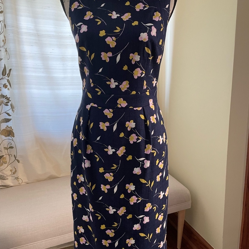 Boden Blue Sheath Midi Dress Sleeveless Scoop Neck